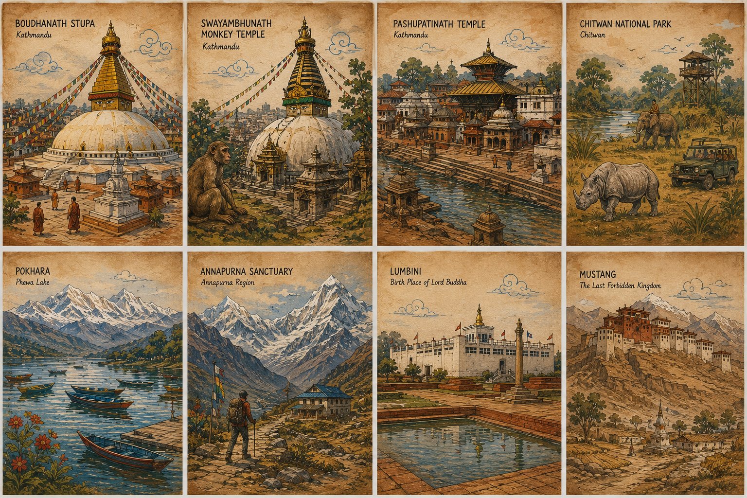 Nepal destination cards